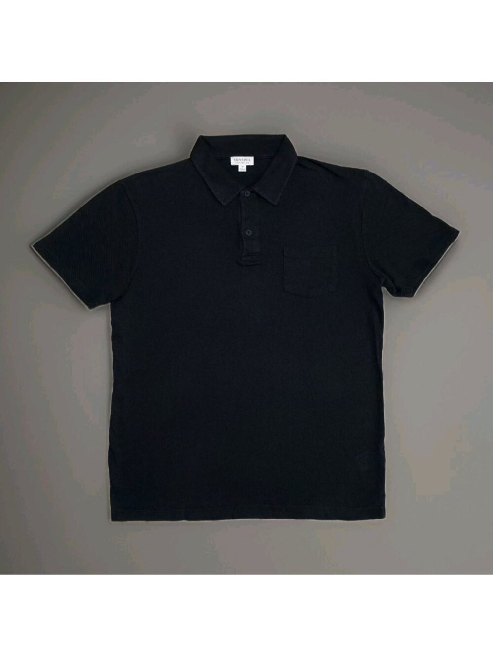 Sunspel England Mens Riviera Dark Navy Blue Cotton Mesh Polo Shirt Size M